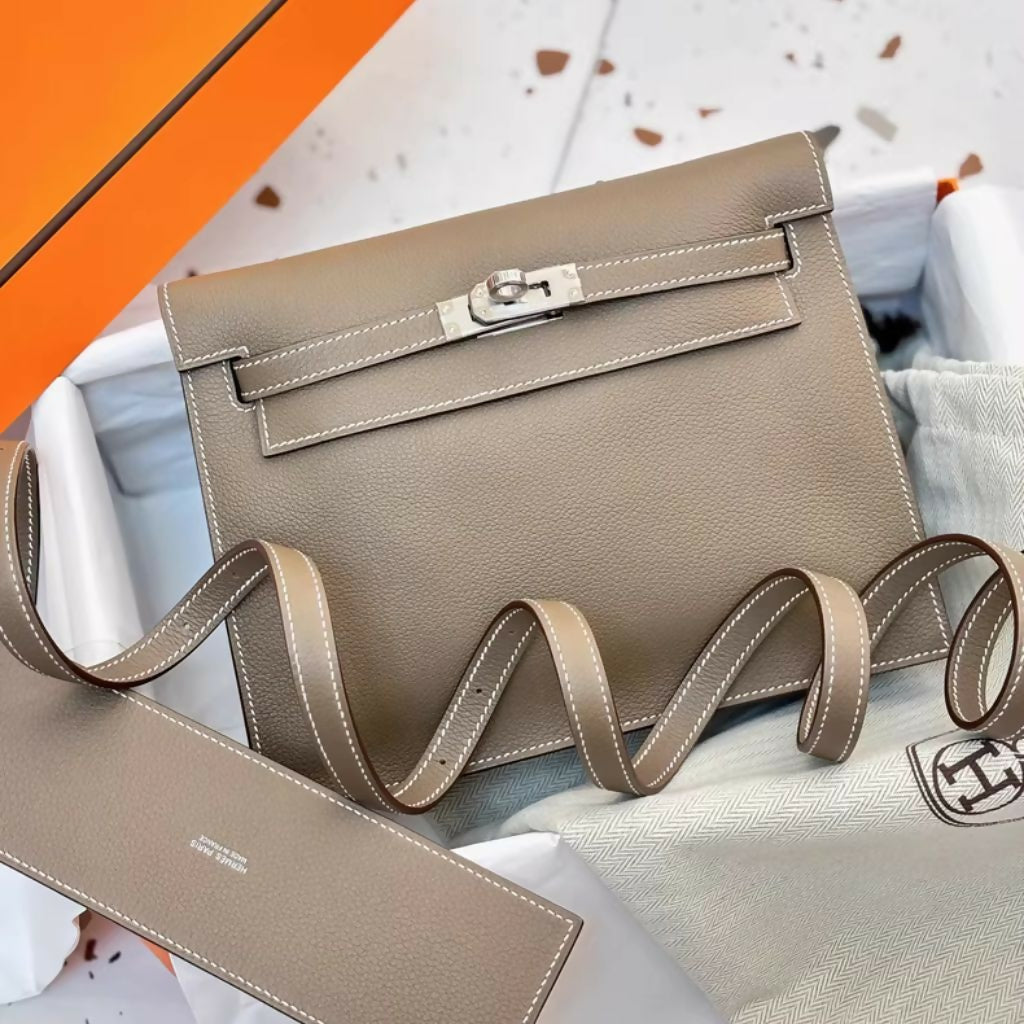 Hermès Kelly Danse Etoupe Verso Evercolor Palladium Hardware