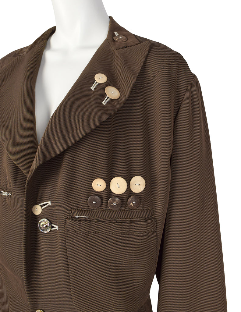 Yohji Yamamoto Vintage SS 1988 Button Embellished Brown Jacket