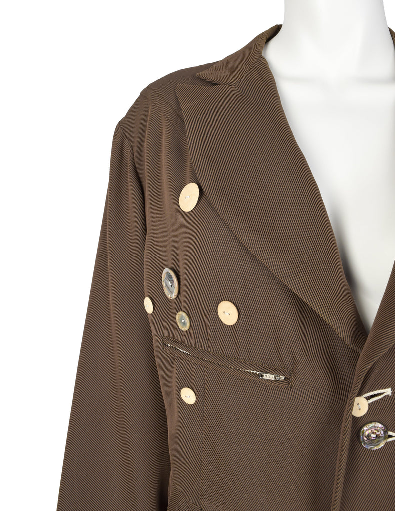 Yohji Yamamoto Vintage SS 1988 Button Embellished Brown Jacket