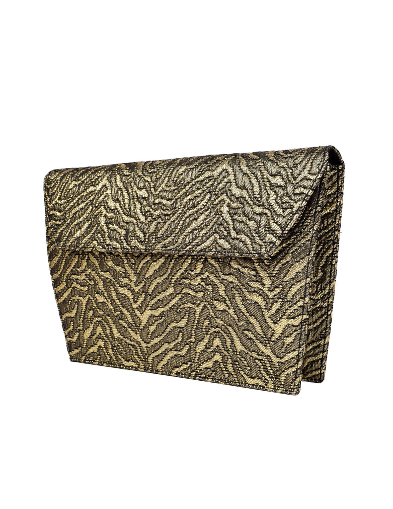 Yves Saint Laurent Vintage AW 1986 Quilted Blackened Gold Lurex Clutch Bag