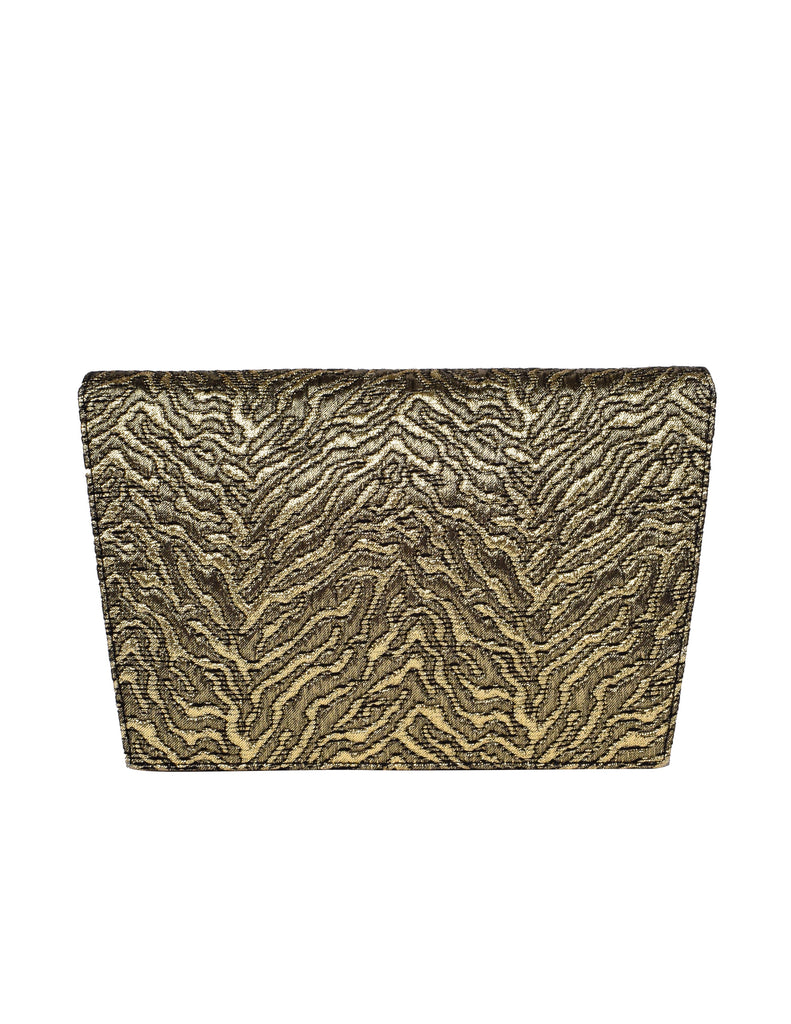 Yves Saint Laurent Vintage AW 1986 Quilted Blackened Gold Lurex Clutch Bag