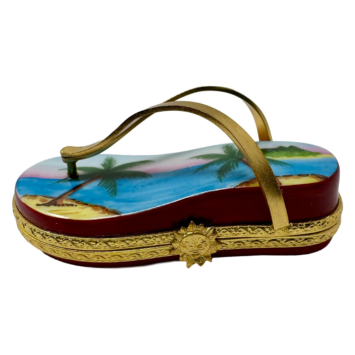 Peint Main Beach Scene Flip Flop Trinket Box