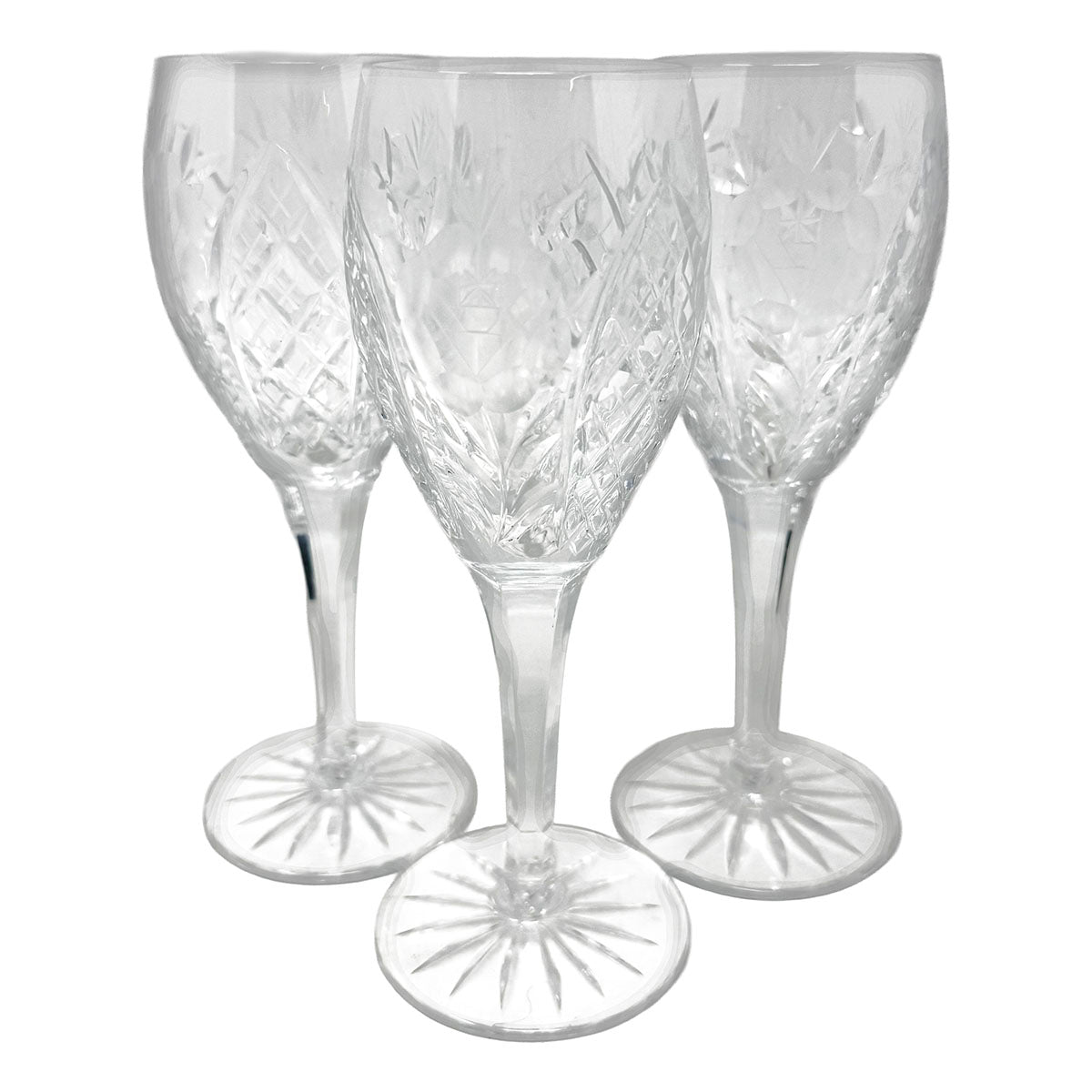 12 Cut Crystal Wine Glasses