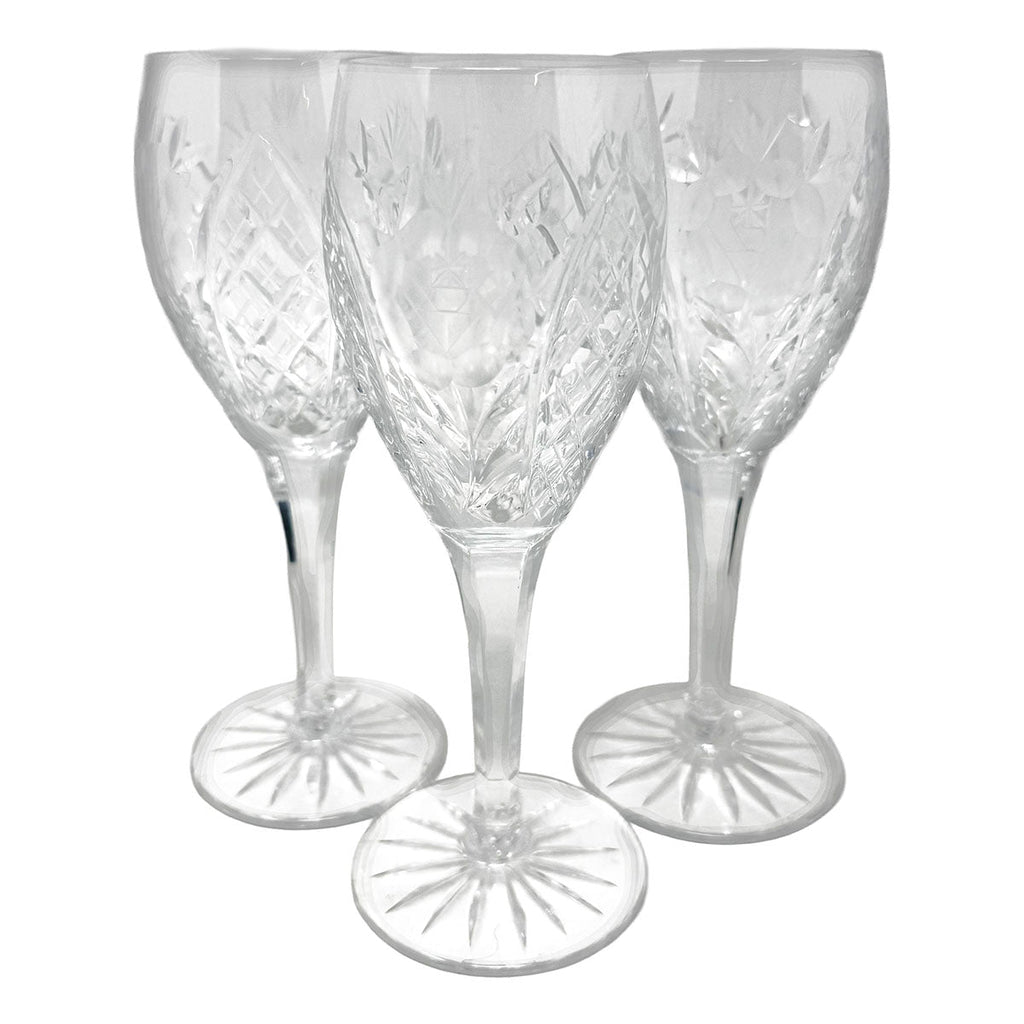 12 Cut Crystal Wine Glasses