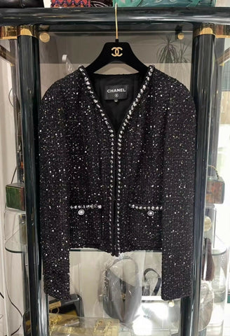 Chanel 22p black & Silver tweed jacket