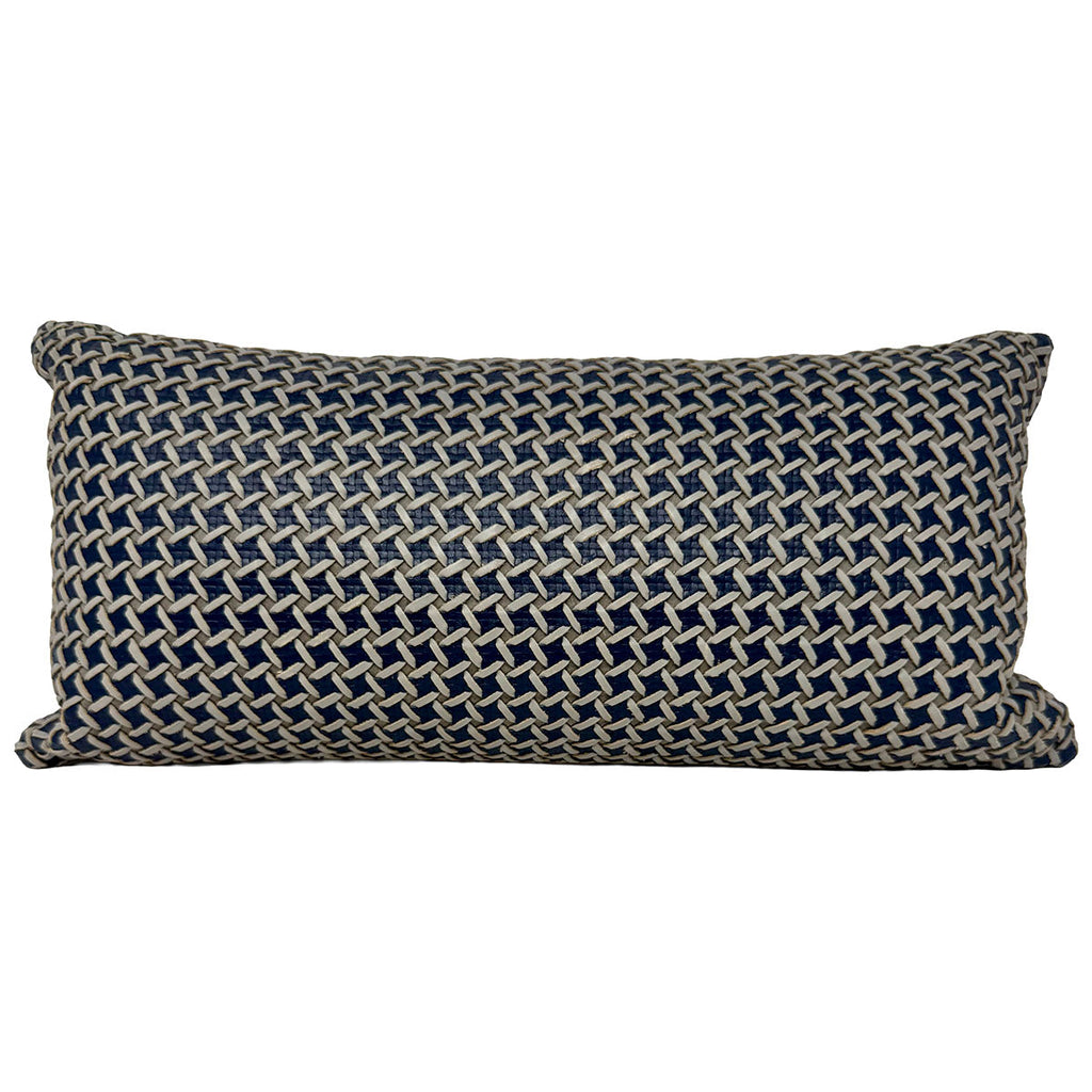Woven Leather Lumbar Accent Pillow