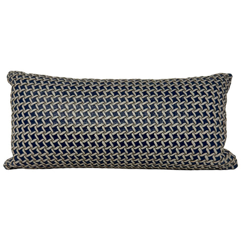 Woven Leather Lumbar Accent Pillow