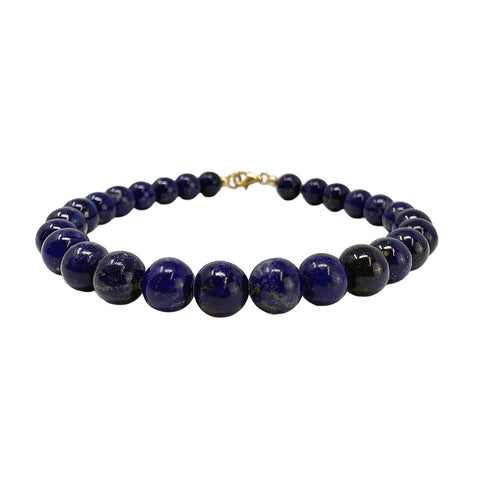 Lapis Bead Bracelet with 14K Gold Clasp