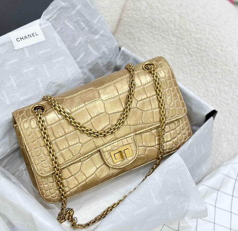 Chanel Reissue 2.55 Bag Gold Metallic Alligator