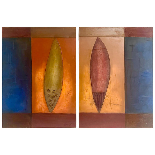 "Abstract Diptych" Original Painting Signed on Back