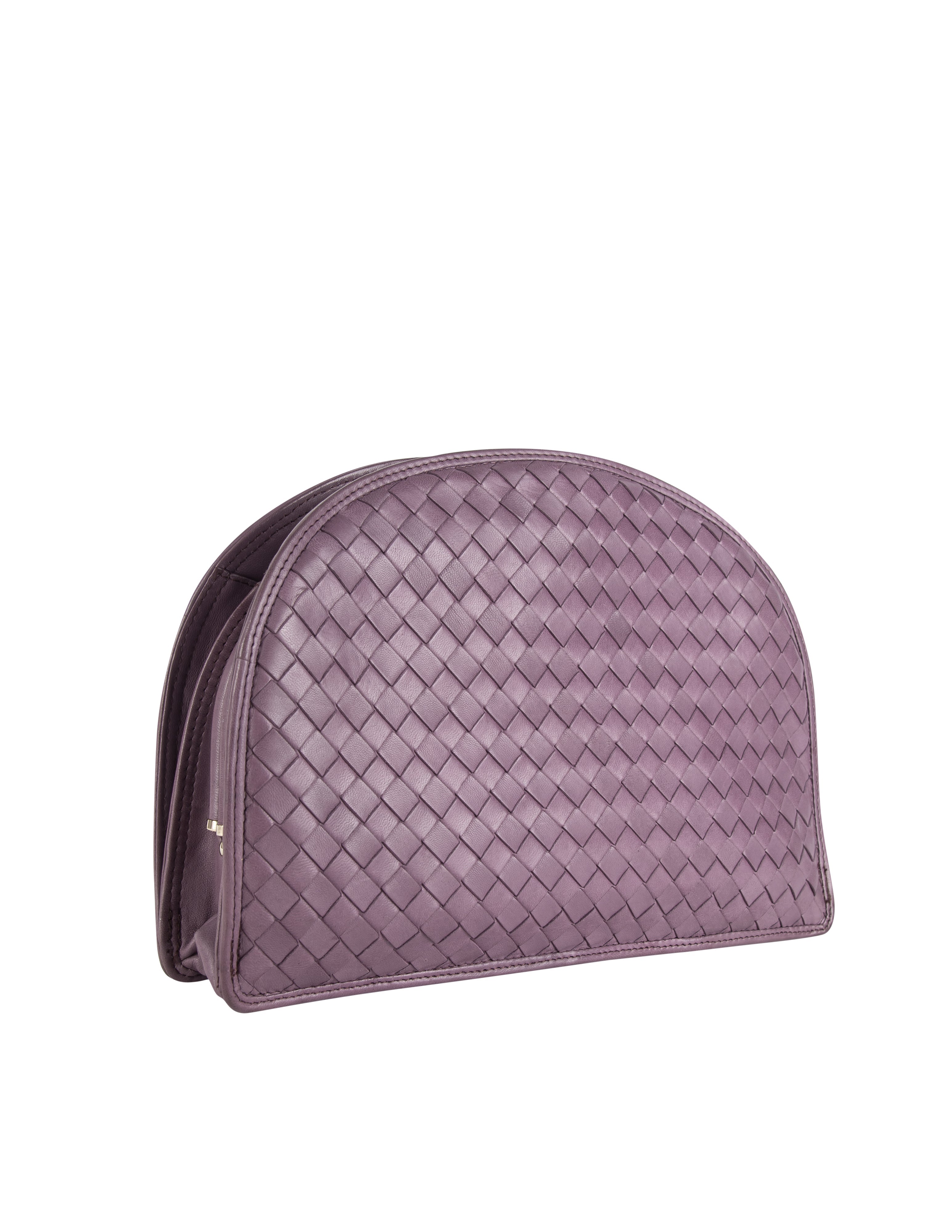 Bottega Veneta Vintage Pale Purple Woven Intrecciato Leather Half Moon Clutch Bag