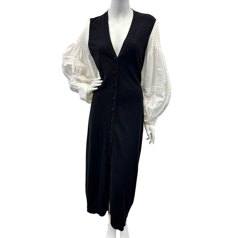 Altuzarra Knit Maxi Dress with White Linen Sleeves