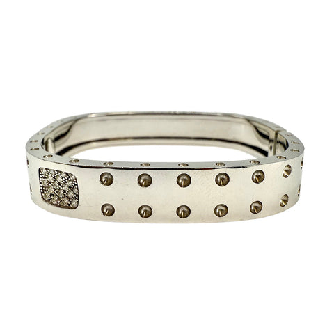Roberto Coin Hinged 18K White Gold "Pois Moi" Bracelet with Diamond