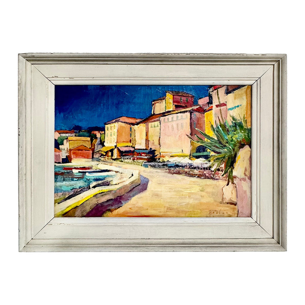 "Mediterranean Seaside" Painting Signed