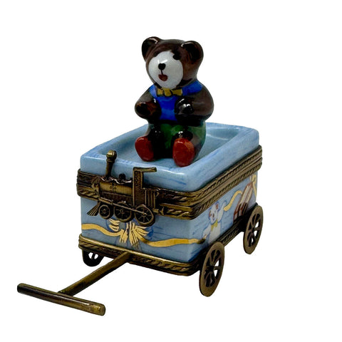 Peint Main Wagon with Teddy Bear Trinket Box