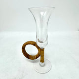 Vintage Glass and Rattan Rooster Cocktail Shaker with 6 Glasses