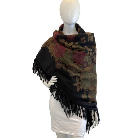 Loro Piana Floral Print Fringed Shawls