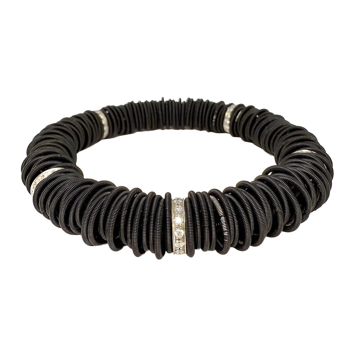 Michael Weggenmann Anodizel Steel Bracelet with 5 Diamond Rondels