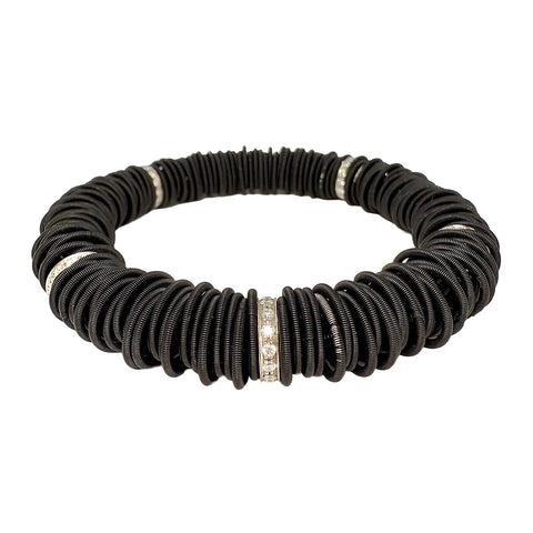 Michael Weggenmann Anodizel Steel Bracelet with 5 Diamond Rondels