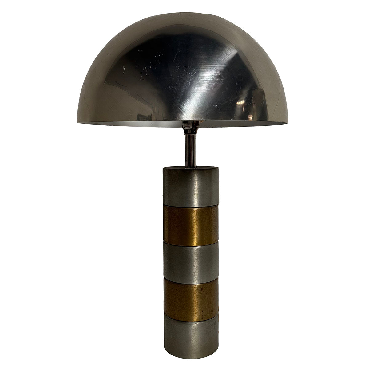 Vintage Mixed Metal Mushroom Table Lamp with Metal Shade