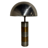 Vintage Mixed Metal Mushroom Table Lamp with Metal Shade