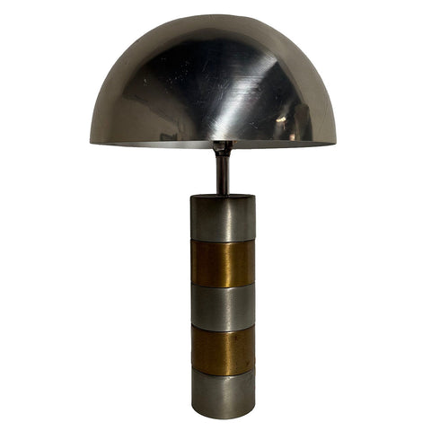 Vintage Mixed Metal Mushroom Table Lamp with Metal Shade
