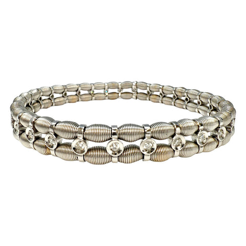 Jarrieterre 18K White Gold and Stainless Steel Flexible Diamond Bracelet