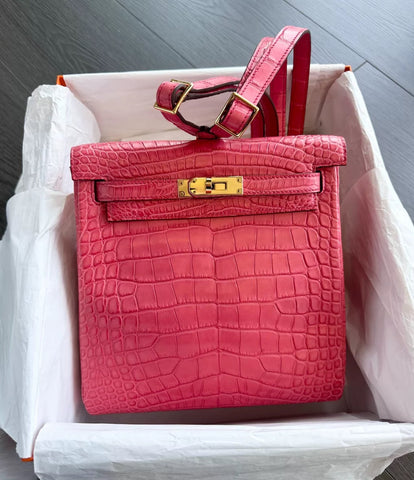 Hermes Kelly Ado Bougainville Matte Alligator Leather Gold Hardware