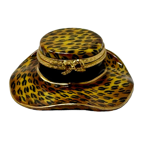 Peint Main Leopard Print Hat Trinket Box