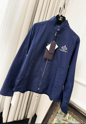 Prada dark blue & white printed logo jacket