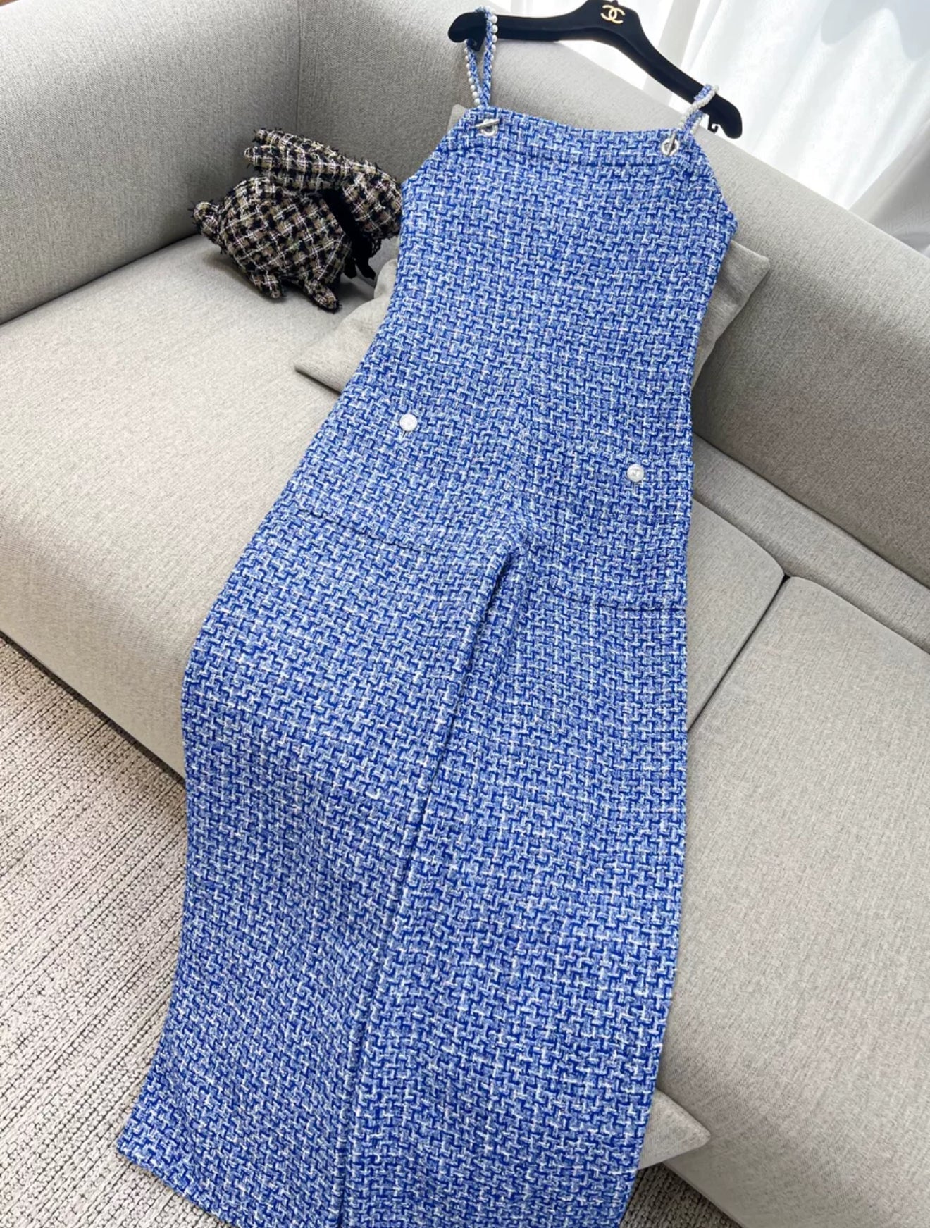 Chanel 23P Blue Tweed Jumpsuit