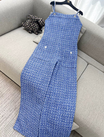 Chanel 23P Blue Tweed Jumpsuit