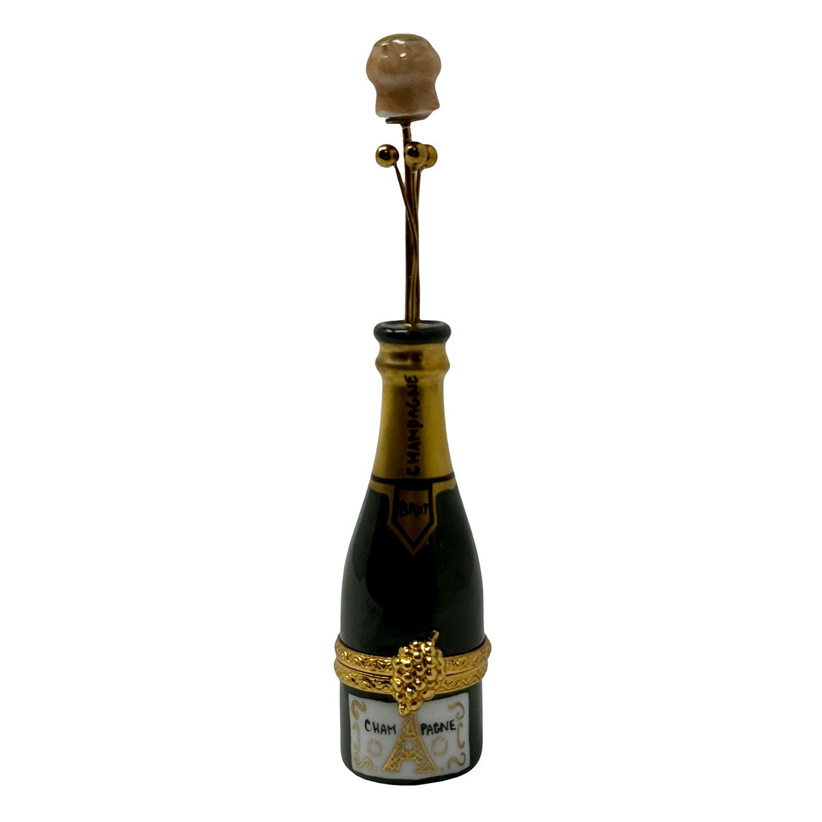 Peint Main Champagne Bottle with Popped Cork Trinket Box