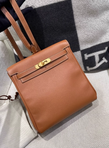 Hermès Kelly Ado backpack Gold Brown leather with Gold Hardware