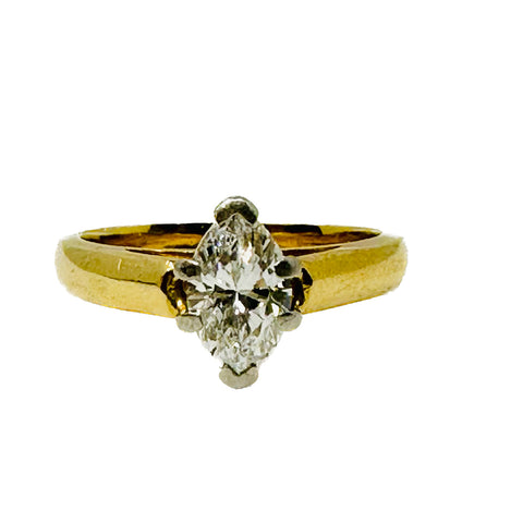 18K Gold Ring with 0.71 Marquise Cut Diamond