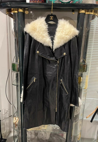 Chanel 18A leather fur coat