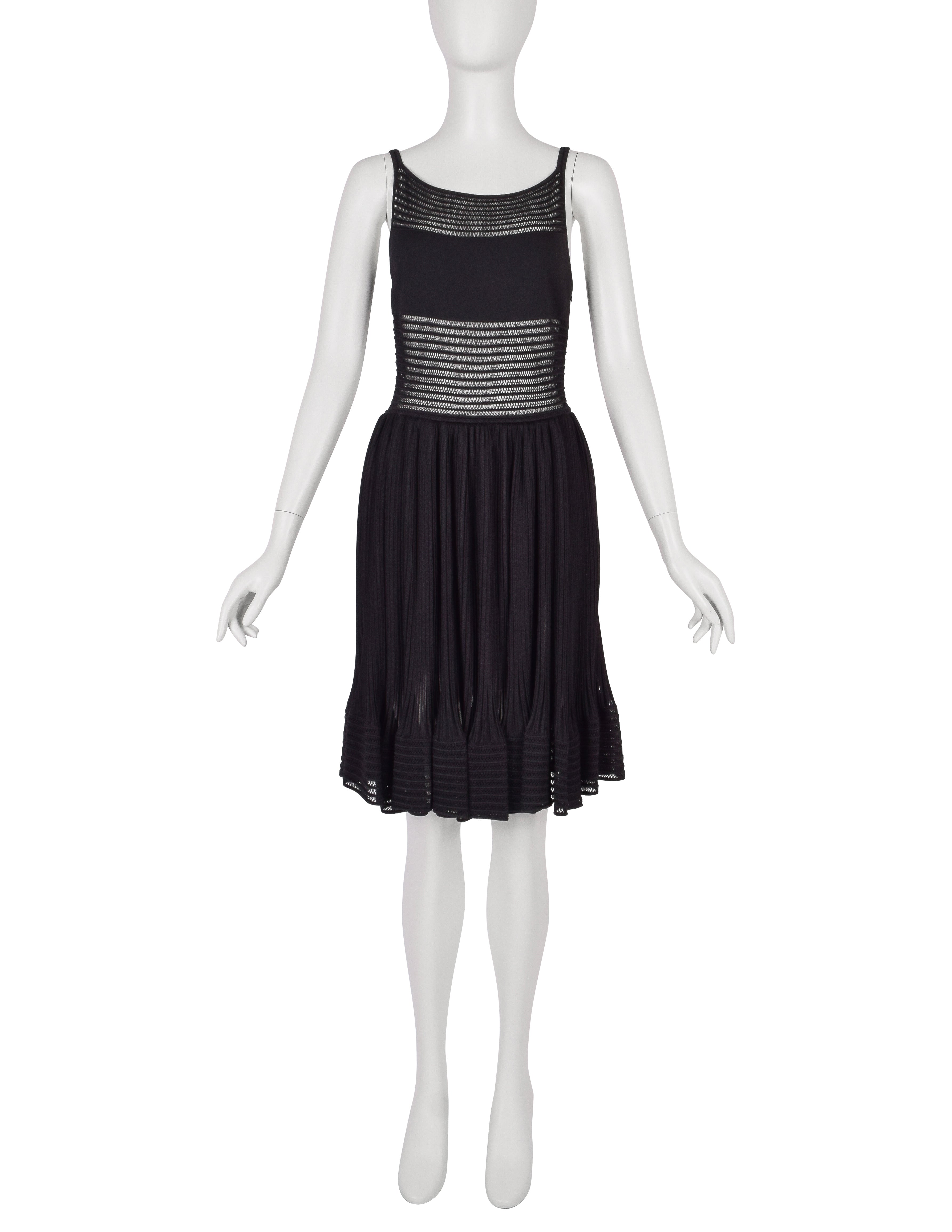 Azzedine Alaia SS 2013 Black Net Paneled Fit & Flare Mini Dress