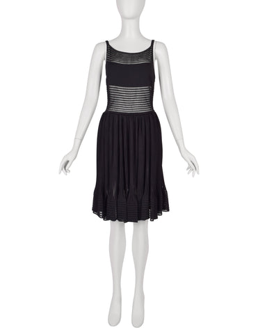 Azzedine Alaia SS 2013 Black Net Paneled Fit & Flare Mini Dress