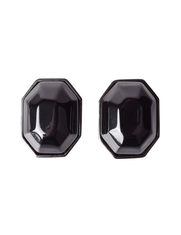 Giorgio Armani Vintage Oversized Black Faceted 'Gem' and Gunmetal Earrings