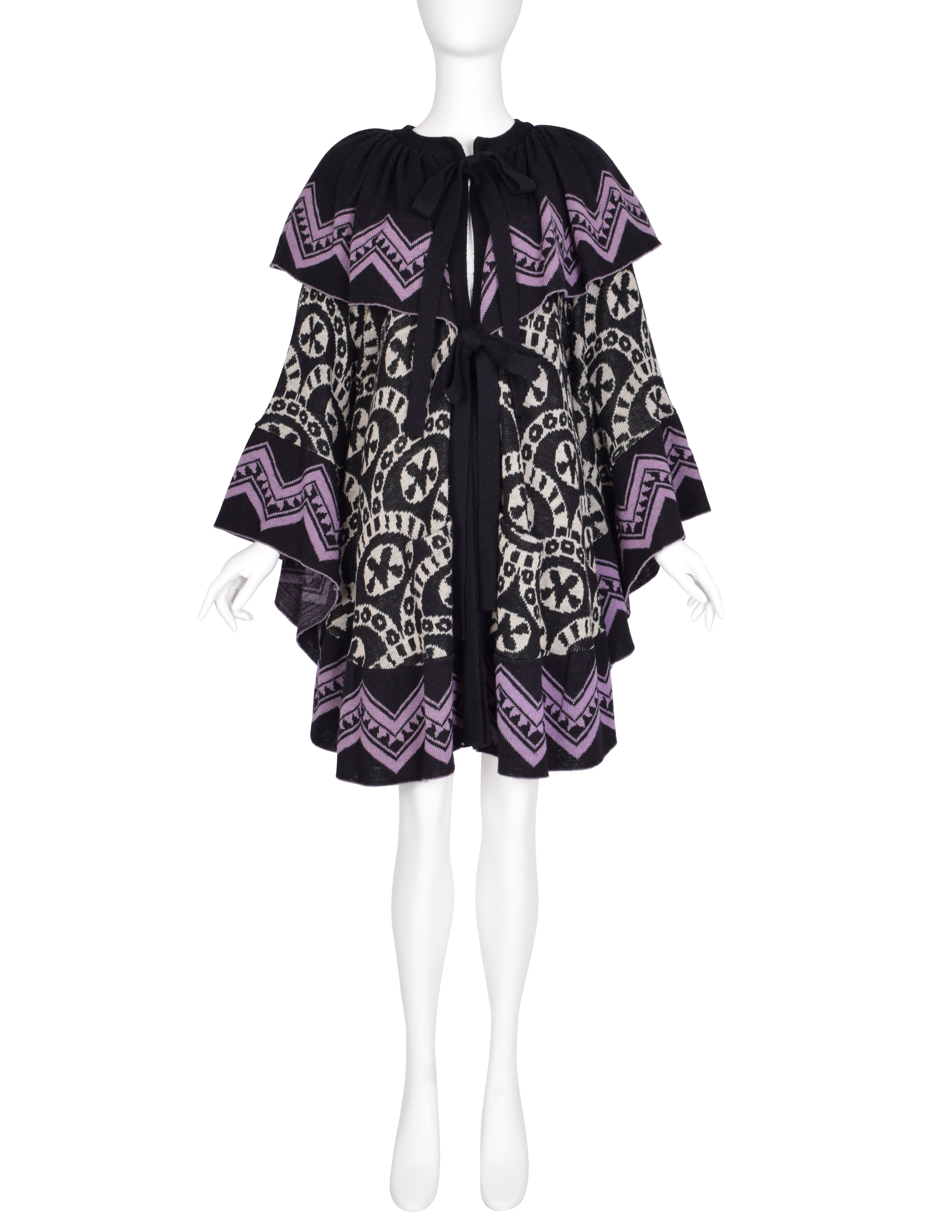 Bill Gibb Vintage AW 1976 Kaffe Fassett 'Byzantine' Striking Geometric Knit Cape