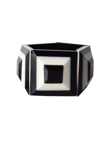 Marion Godart Vintage Black & White Geometric Resin Bracelet