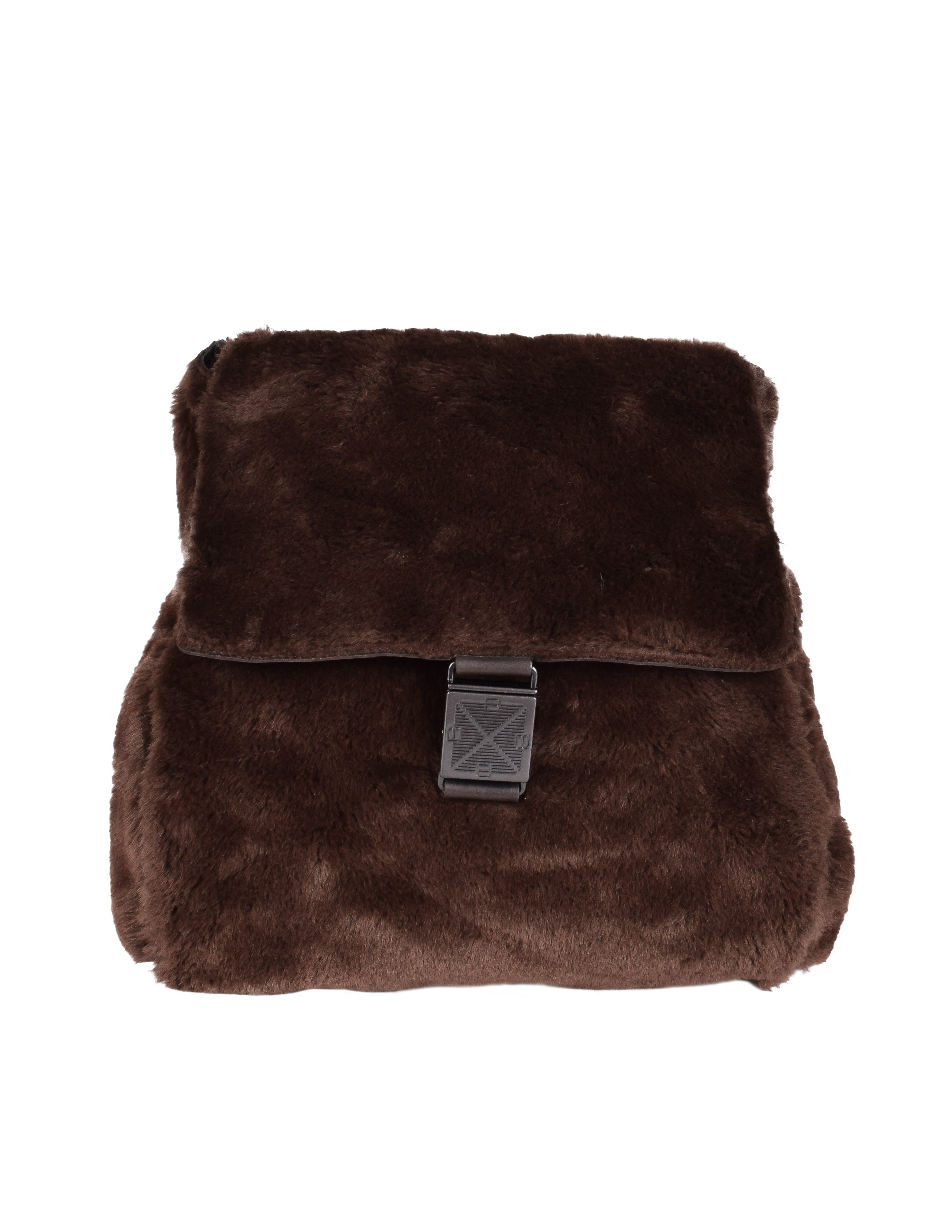 Bottega Veneta Vintage 1990s Brown Faux Fur Leather Backpack