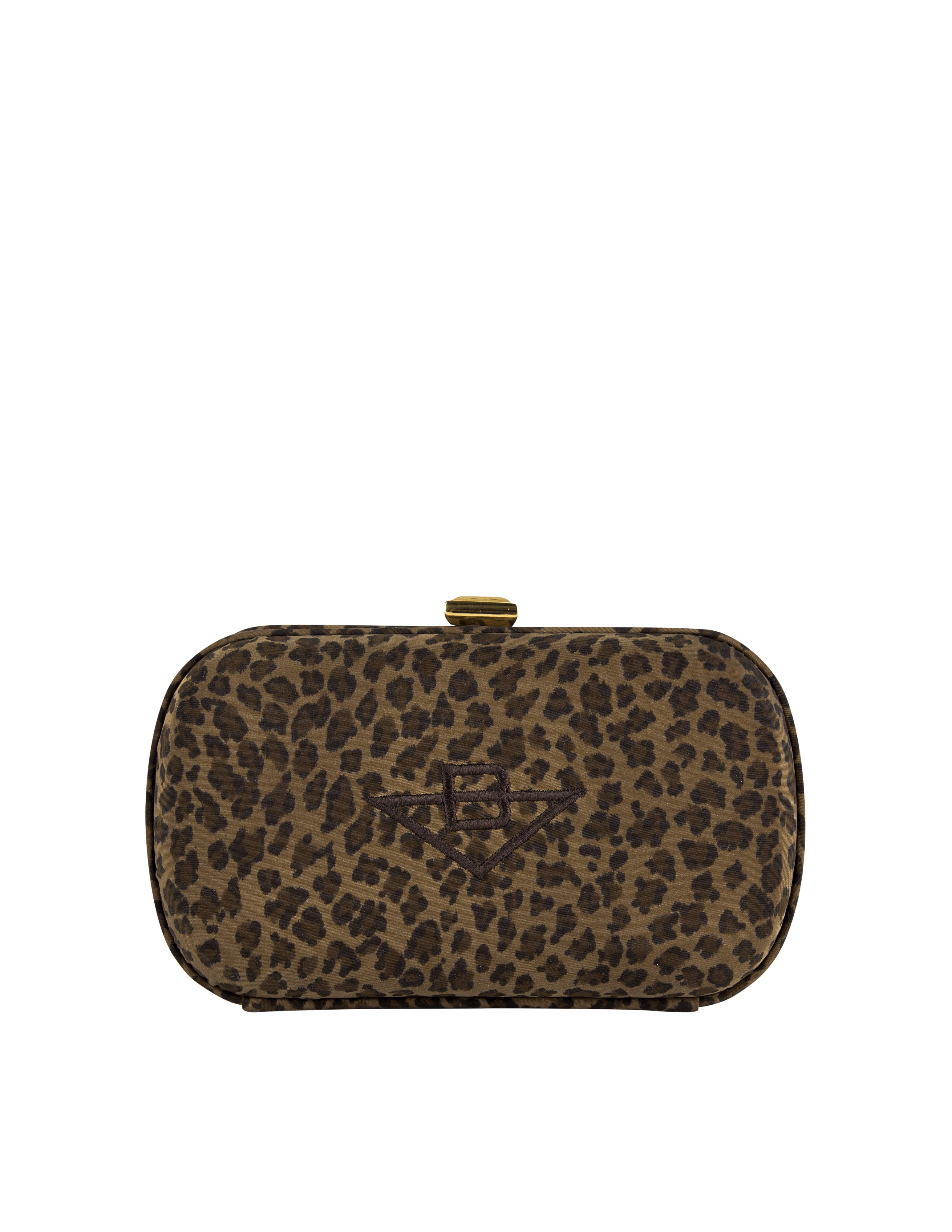 Bottega Veneta Vintage 1990s Leopard Print Nylon Box Clutch Bag