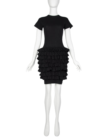 Callaghan Vintage SS 1989 by Romeo Gigli Vintage Black Cotton Ruffle Dress