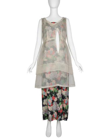 Comme Des Garcons Vintage SS 2000 Layered Sheer Floral Cutout Dress
