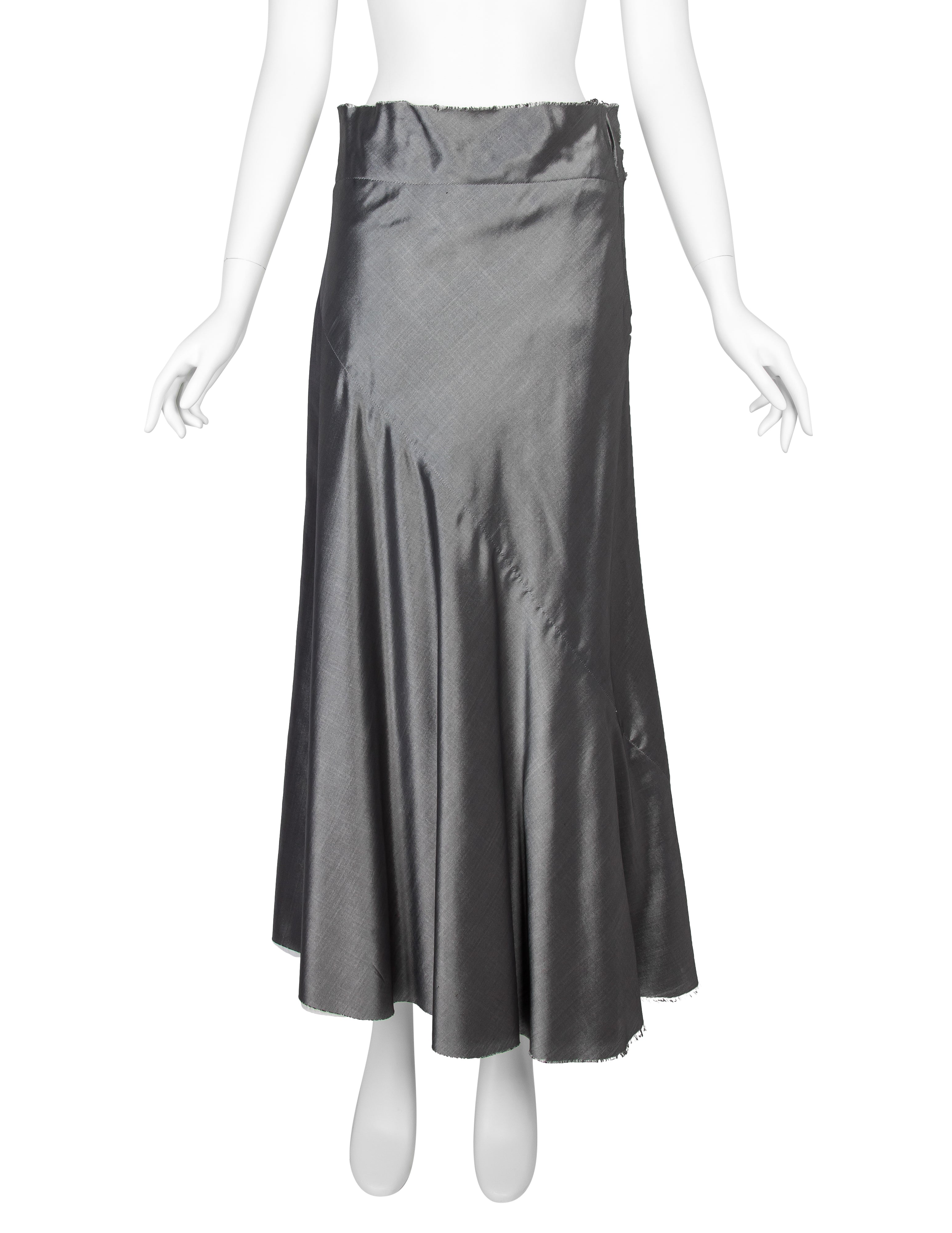 Comme Des Garcons Vintage AW 1996 Metallic Charcoal Silver Silk Skirt