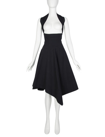Comme des Garcons Vintage SS 1987 Black Asymmetrical Under Bust Halter Dress