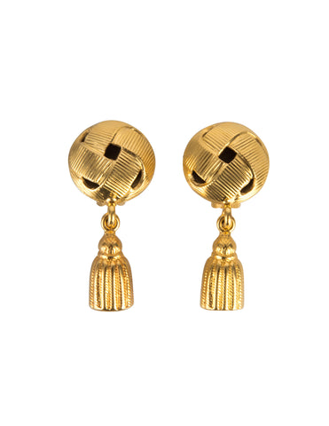 Celine Vintage 1992 Golden Dangling Tassel Earrings