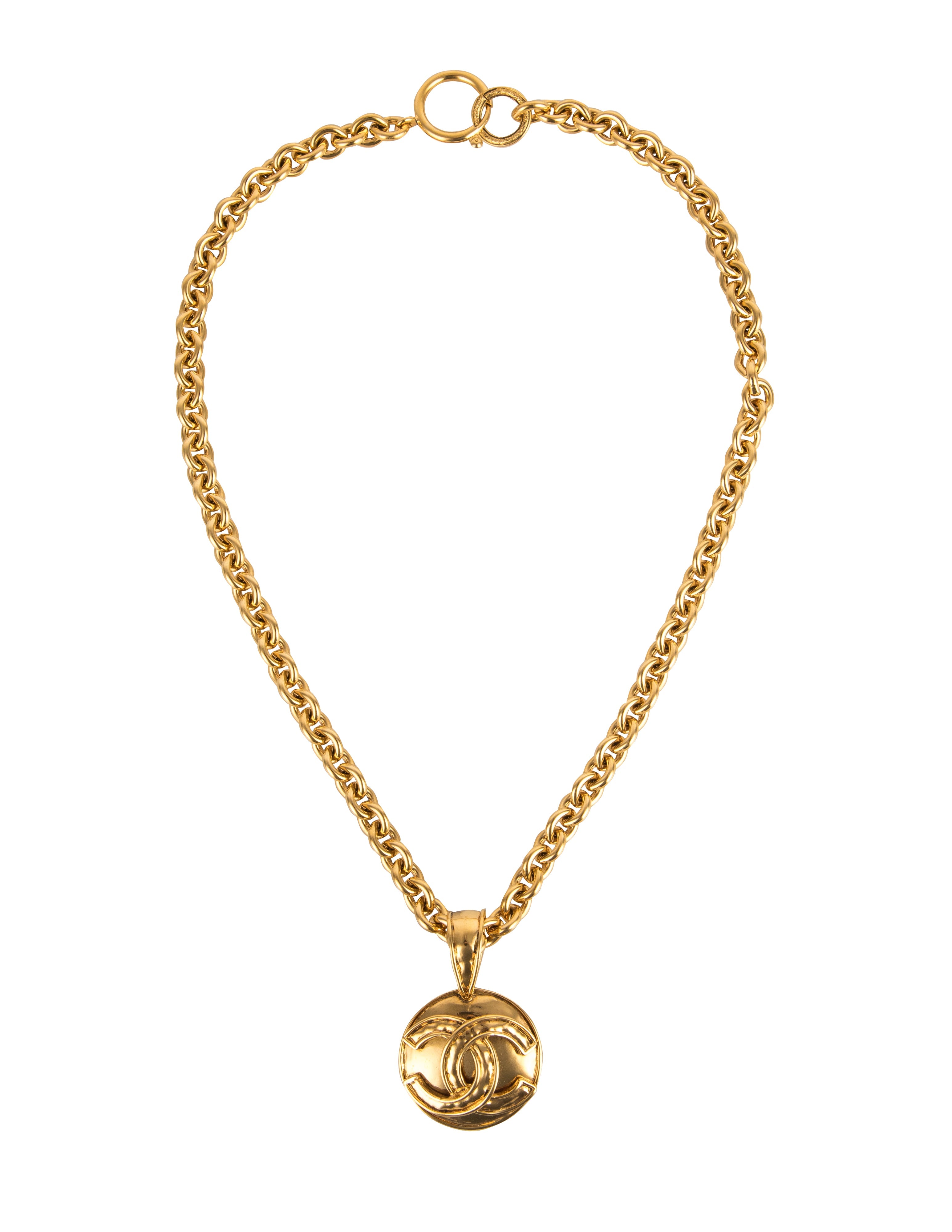 Chanel Vintage SS 1994 Gold Plated CC Logo Pendant Chain Necklace