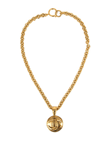 Chanel Vintage SS 1994 Gold Plated CC Logo Pendant Chain Necklace